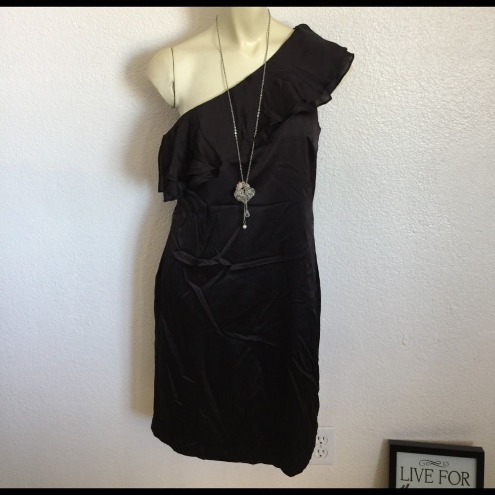 NWT Lucca Couture One Shoulder Satin Sheath Large